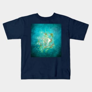 Fractal ghost ship on the azure ocean Kids T-Shirt
